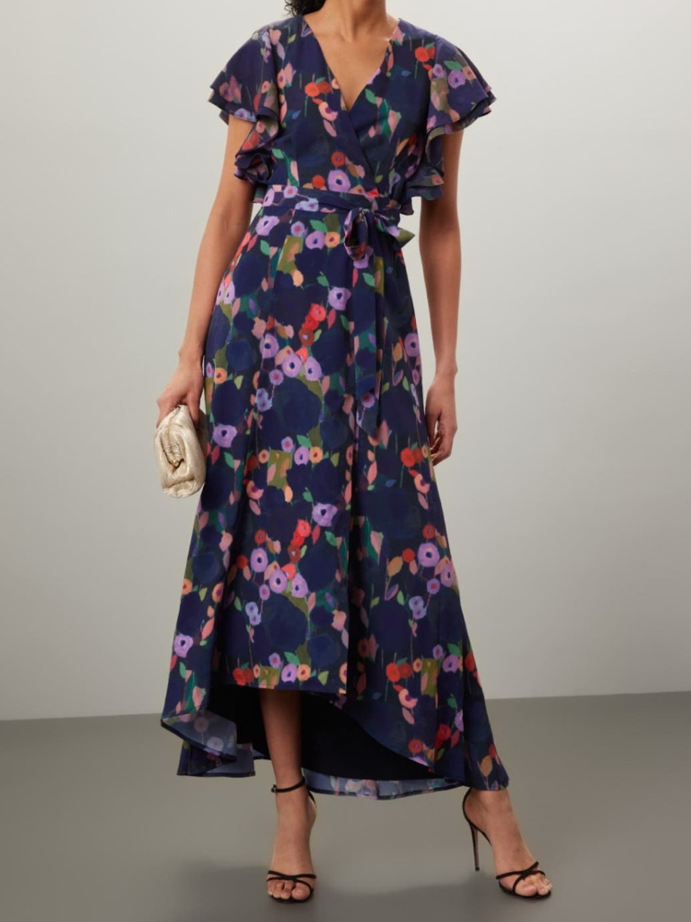 Hutch Purple Floral Wrap Maxi Dress